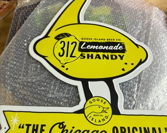 Goose Island 312 Lemonade Shandy Metal Beer Sign – “The Chicago Original” – Bar Decor – New