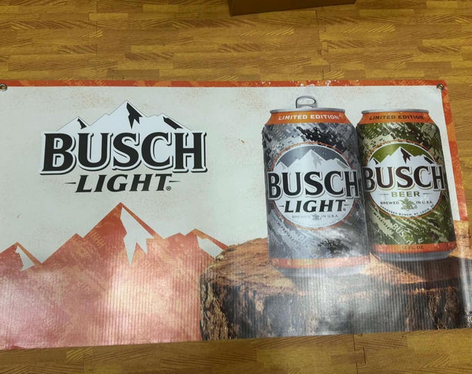 Busch Light Camo Banner 44x24 Hunting Beer Sign, Limited Edition Busch Light Wall Decor, Man Cave Garage Decor, mancavedecor