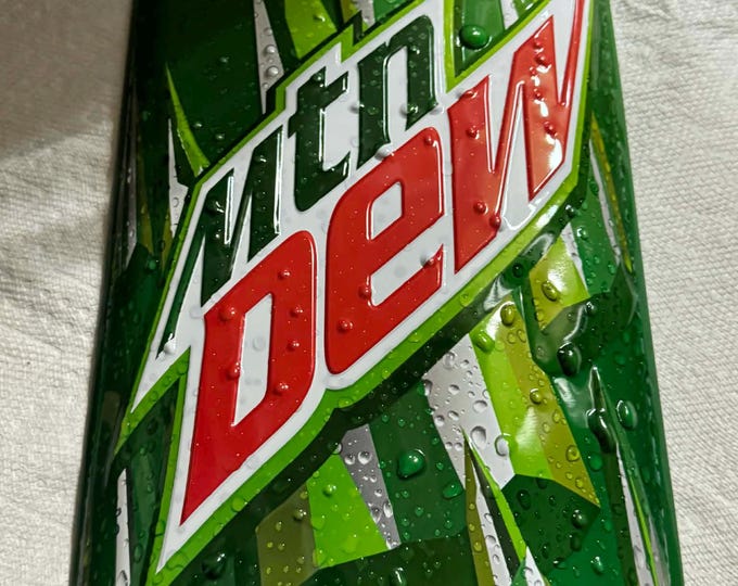 Mountain Dew Can Tin Sign | 18x9.5 Embossed Soda Wall Decor | Bar Garage Mancave Decor