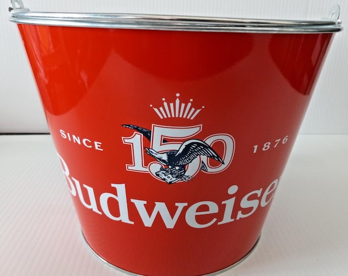 Budweiser King of Beers Beer Bucket Vintage Metal Ice Bucket Bar Decor Budweiser Bucket Beer Tub 150th Anniversary