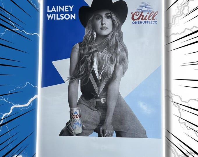 Lainey Wilson Coors Light Banner 20x30 | Country Music Bar Decor | Man Cave Garage Wall Banner | Promo Poster
