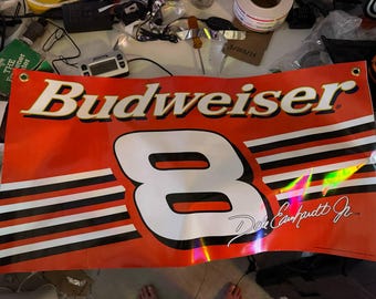 Budweiser Dale Earnhardt Jr. #8 Racing Banner –  – Rare NASCAR Collectible