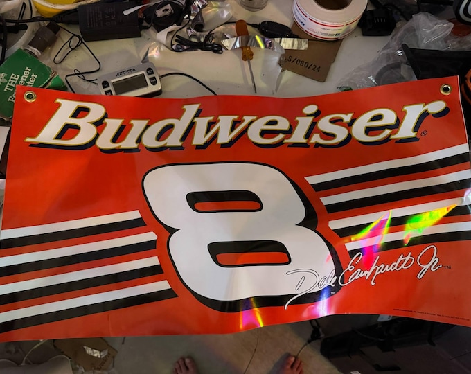 Budweiser Dale Earnhardt Jr. #8 Racing Banner –  – Rare NASCAR Collectible