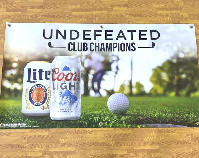 Coors Light Miller Lite Golf Banner 48x26 Beer Mancave Bar Wall Decor New