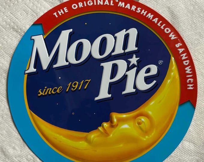 Moon Pie Round Metal Sign | 14 Inch | Licensed Reproduction | Kitchen Snack Decor Wall Sign