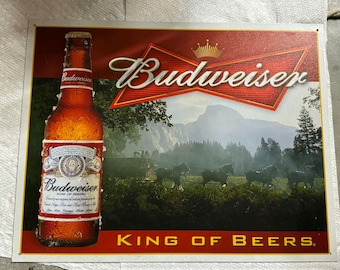 Budweiser König der Biere Blechschild 2005 | 16x12 Metallschild Bier | Bar Mancave Wanddekoration