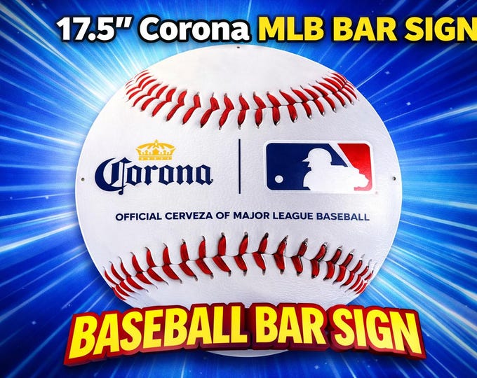 Corona MLB Baseball Metal Sign 17.5” Corona Beer Major League Baseball Tin Tacker Mancavedecor Bar Wall Sign