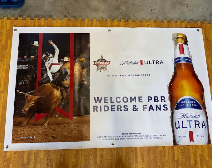 Michelob Ultra PBR Bull Riding Banner | Welcome PBR Riders & Fans | 55” x 36” Vinyl
