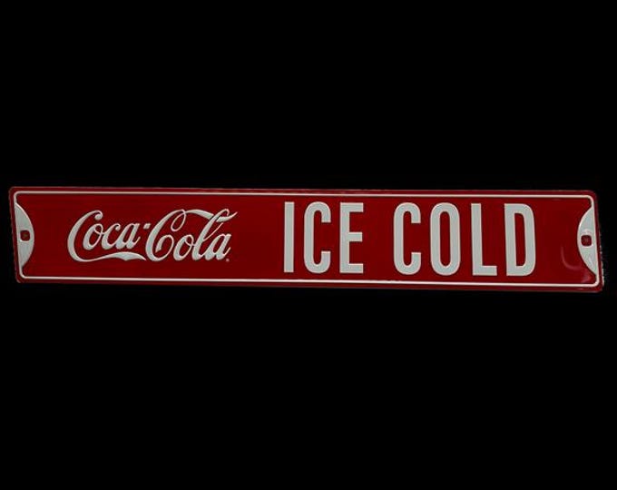 Coca Cola Ice Cold Tin Sign 36x6 Classic Soda Shop Bar Wall Decor Mancavedecor
