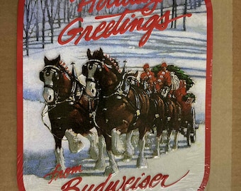 Vintage Budweiser Clydesdale Urlaub Schild -breweriana Bar Decor (17x10,5)