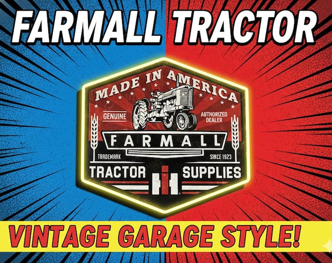 Farmall Tractor Metal Sign – 23x21 Vintage IH Dealer Style Tin Wall Decor