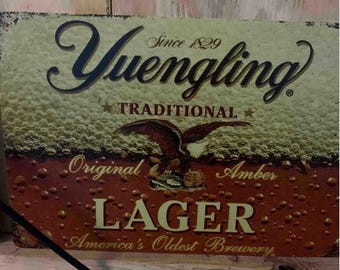 Yuengling Retro Beer Tin Sign – 12"x8" Vintage Metal Wall Art for Bar, Man Cave, or Pub Decor