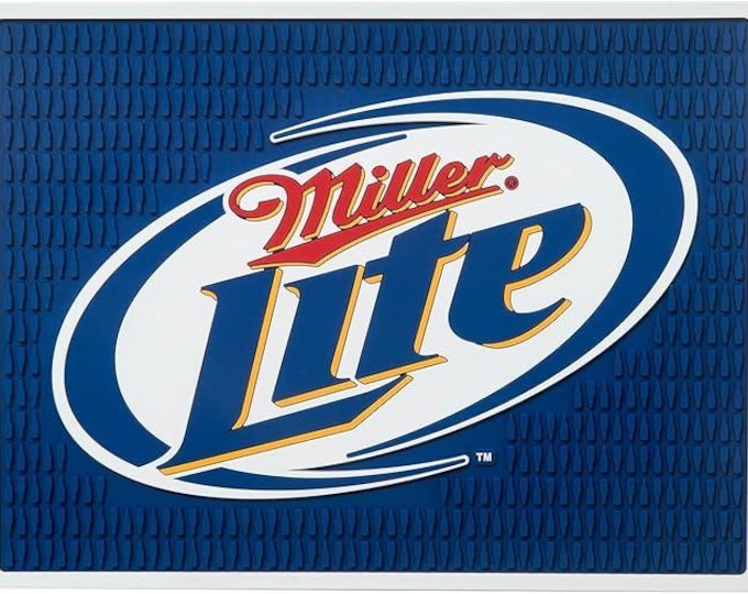Miller Lite Bar Mat 12x9 Rubber Spill Mat Beer Bar Pouring Mat Mancavedecor Bar Top Accessory New