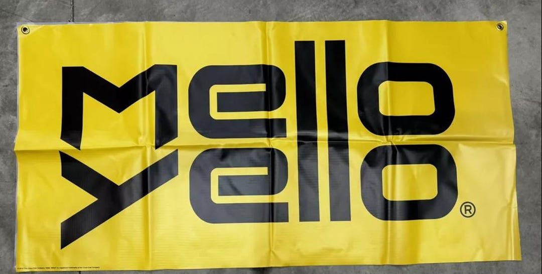 Mello Yello Banner: Vintage Soda Advertising Sign - 2x4 Ft - Etsy