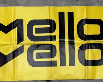 Mello Yello Event Banner 2x4 Ft – Vintage-Style Soda Advertising Sign – Man Cave, Garage, or Party Decor