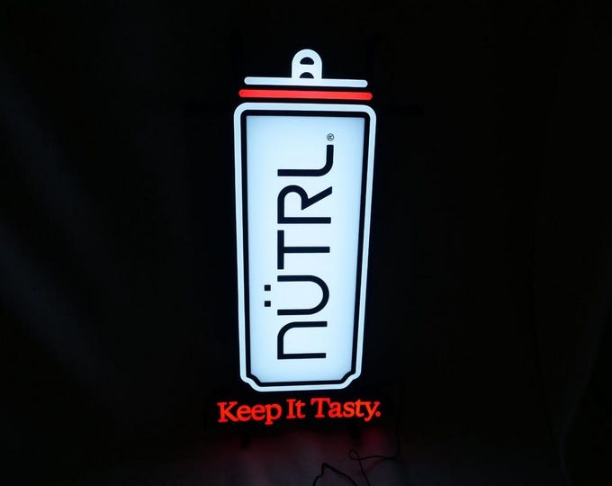 NÜTRL Vodka "Keep It Tasty" Light-Up LED Sign – 25"x13" – Game Room, Bar, or Man Cave Decor