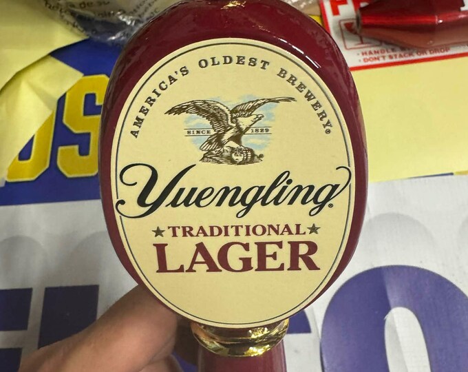 Yuengling Traditional Lager Beer Tap Handle – Classic Red & Gold Design, Used, Bar Decor Collectible