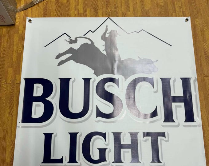 Busch Light Rodeo Banner 36x36 Beer Sign Western Cowboy Decor Man Cave Garage Wall Banner Ranch Decor