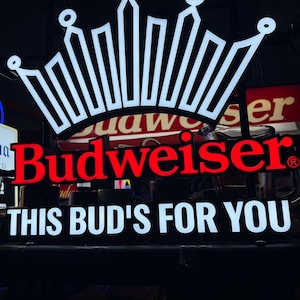 One left Budweiser  LED Neon Bar Light 23x22&quot; Comes with ON/off and Dimmer