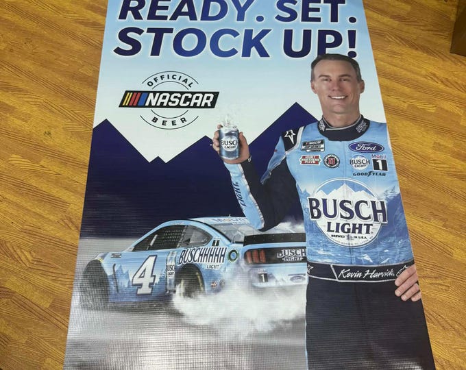 Kevin Harvick Busch Light Banner 24x36 NASCAR #4 Racing Sign, Ready Set Stock Up Poster, Garage Wall Decor, mancavedecor