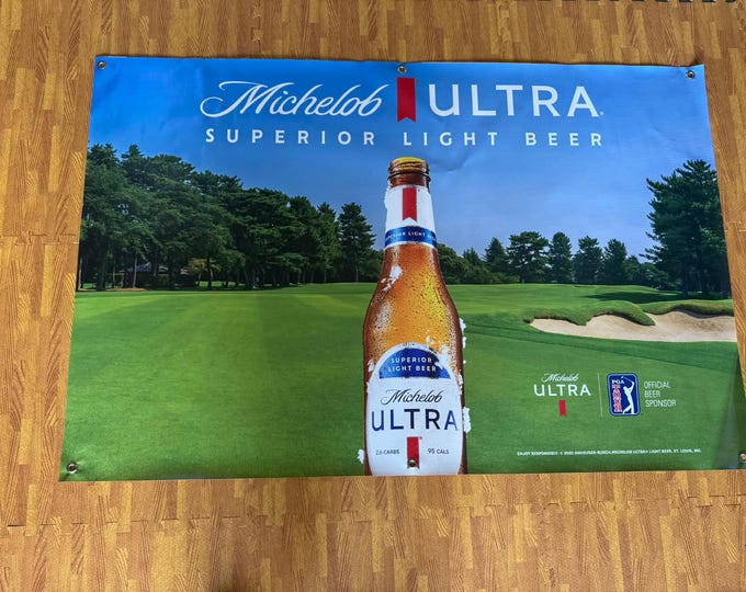 Michelob Ultra Superior Light Beer Golf Banner | PGA Beer Sponsor Vinyl Wall Sign | 55” x 36” Heavy Vinyl