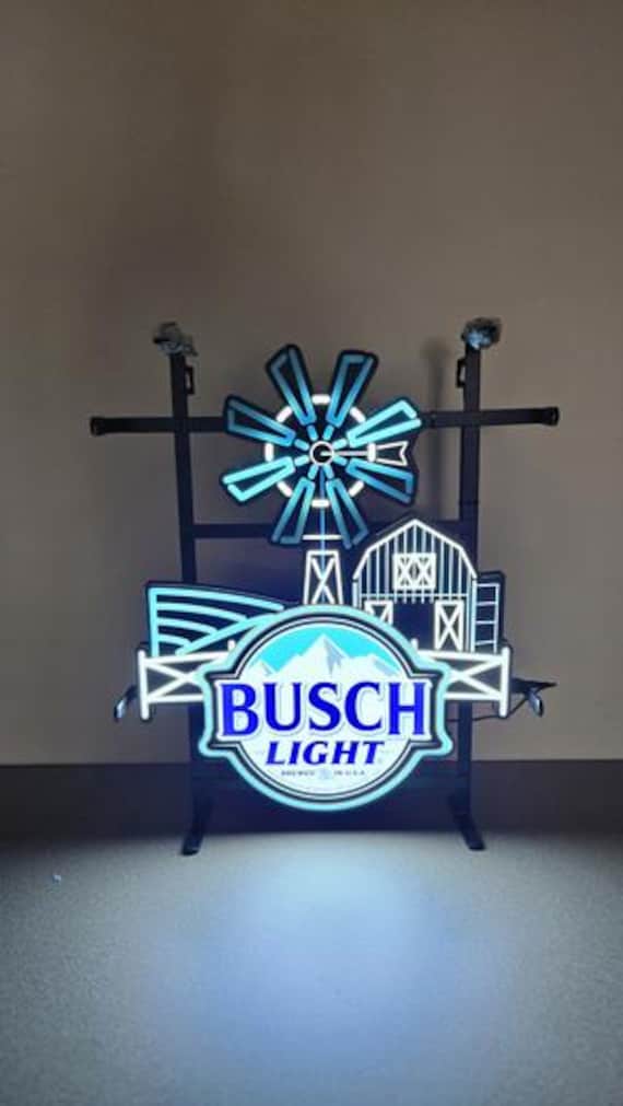 Animated Busch Light Farm Scene LED Neon Sign – Barn Windmill