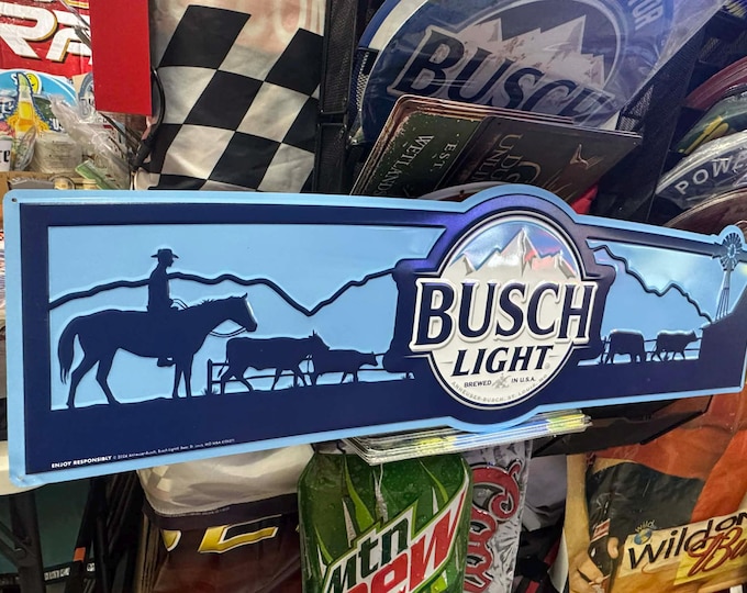 Busch Light Ranch Tin Sign 36x11 – 2024 NOS Farm Western Beer Mancave Decor