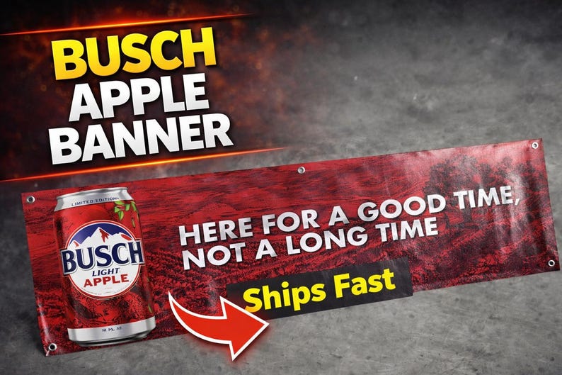 Busch Light Apple Vinyl Banner | 14x40 Inch Limited Edition Beer Decor ...