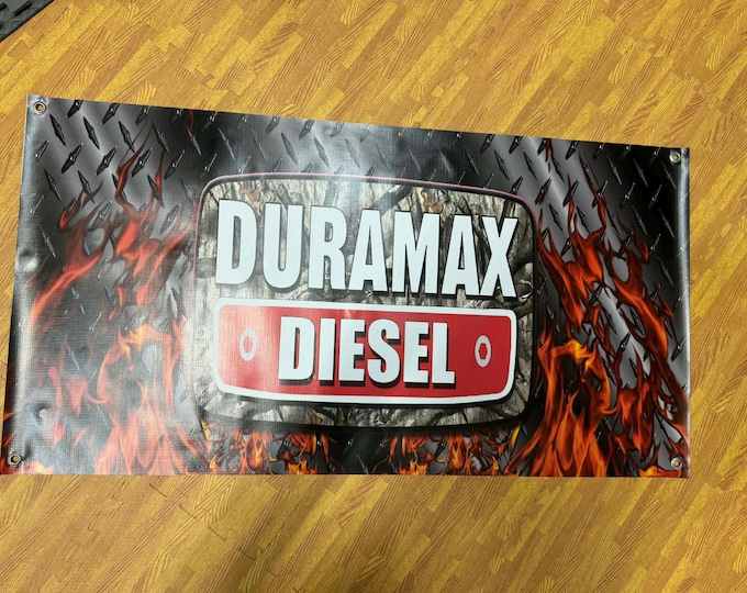 Duramax Diesel Banner 46x24 Heavy Vinyl Truck Garage Wall Decor Diesel Pickup Mancavedecor Shop Banner
