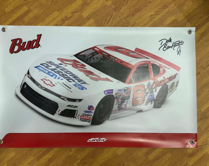 Budweiser Dale Earnhardt Jr Banner NASCAR Bud #8 Racing Mancave Wall Decor 36x22