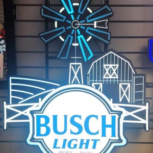 Last one MASSIVE Busch Light Agriculture LED Sign – Animated Windmill, 27&quot;x34&quot;, Barn Scene