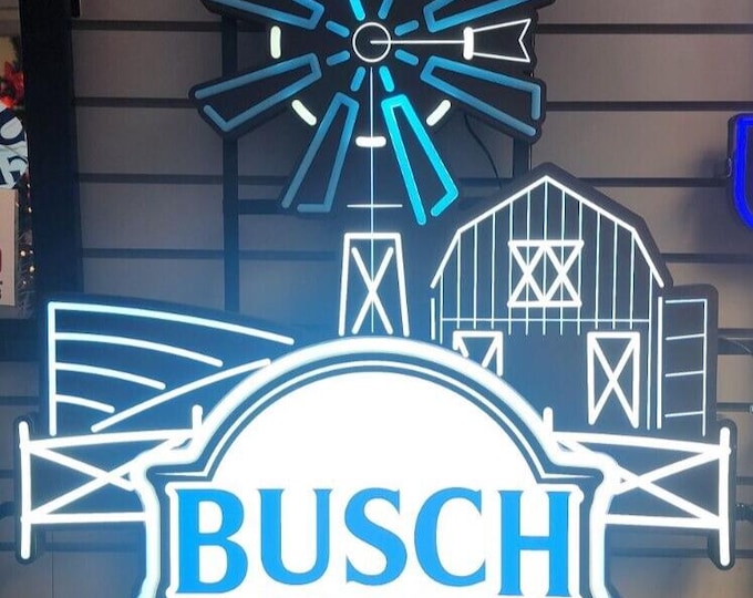 Last one MASSIVE Busch Light Agriculture LED Sign – Animated Windmill, 27"x34", Barn Scene