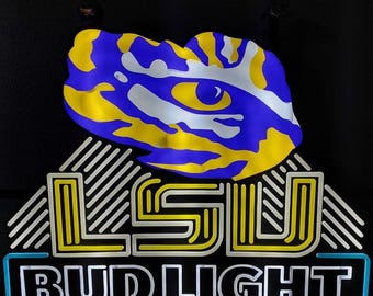 LSU Bud Light LED Sign – Tiger Eye Light – 24x21 – NEW – Bar Sign – Mancavedecor