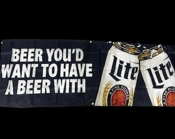 MILLER LITE Beer Flag It'S Miller Time 2X6ft Banner Man Cave