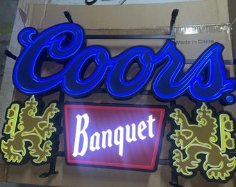 Coors Banquet LED Neon Sign – 17"x24" Light-Up Bar & Man Cave Decor!