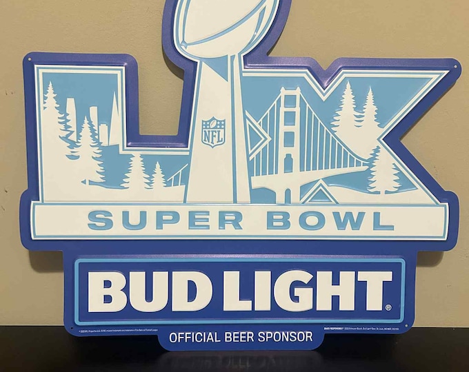 Bud Light Super Bowl LX Tin Sign 21x23 – Official NFL Beer Sponsor Sign | Budweiser Football mancavedecor | 2026 San Francisco Collectible