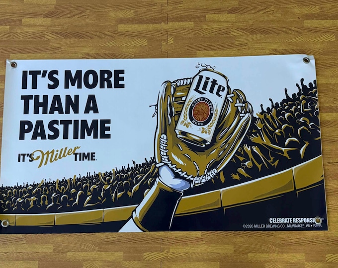 Miller Lite Beer Banner 26x48 Heavy Vinyl Bar Mancave Wall Decor New