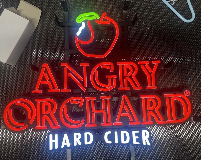 Angry Orchard Hard Cider LED Neon Bar Sign – 20x14 Light Up Pub Sign – Dimmable New in Box