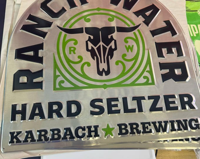 Ranch Water Hard Seltzer Karbach Brewing Tin Sign – 24"x10" – Bar & Man Cave Wall Art