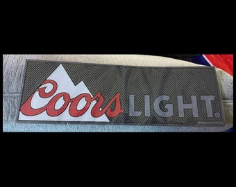 Coors Light Rubber Bar Mat | Rocky Mountain Refreshment | Home Bar Decor | Beer Lover Gift | Man Cave Essential | Bartender Mat