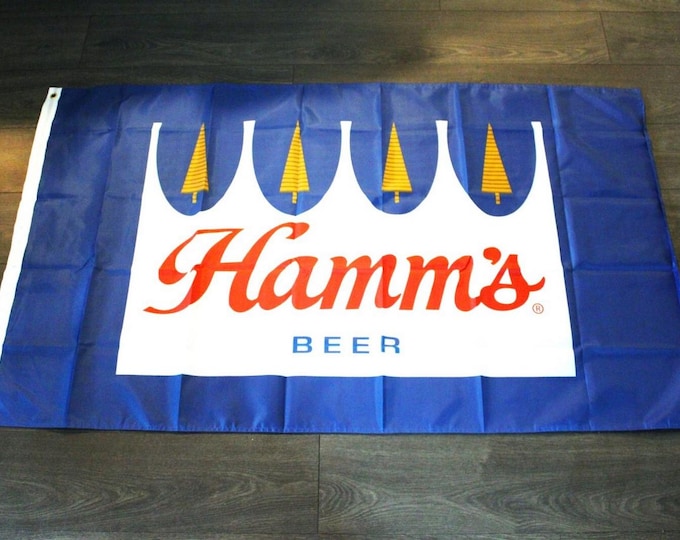 Hamm's Beer Banner Flag – 3x5ft Blue Logo Hamm's Bar Decor for Man Cave, Garage, or Pub