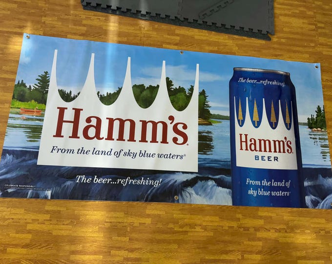 Hamm’s Beer Large Wall Banner Vintage Style Bar Decor Oversized Mancave Garage Tavern Wall Art