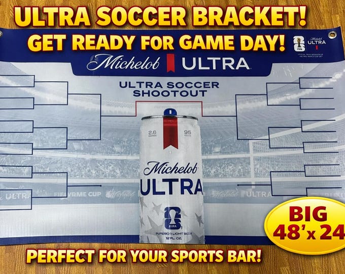 Michelob Ultra Soccer Shootout Banner 36x24 FIFA Bracket Poster | Sports Bar Wall Decor | Soccer Mancave Decor Banner