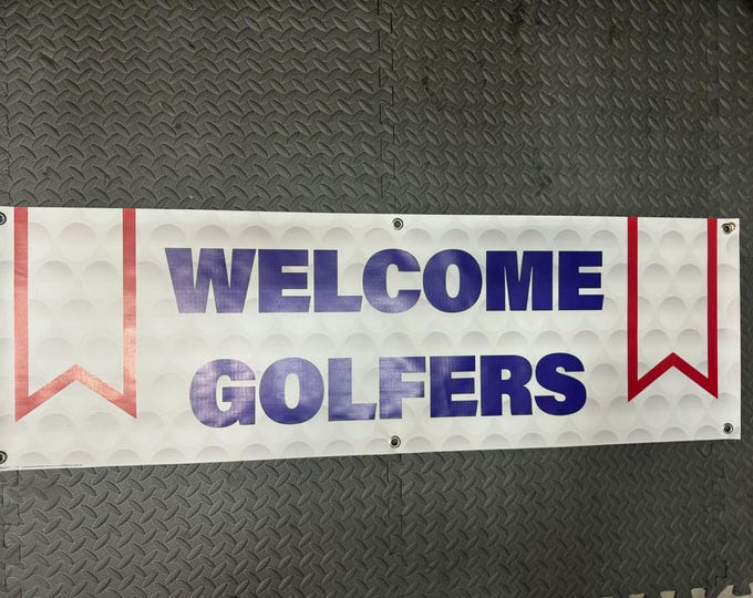 WELCOME GOLFERS Banner – Heavy Vinyl – 50" x 16" – New – Golf Course Decor – Pro Shop Sign – Man Cave Golf Decor