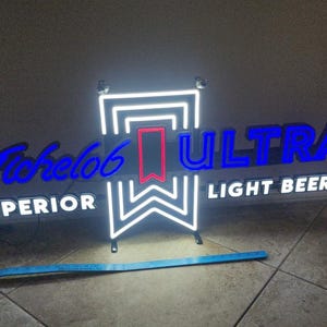 Michelob Ultra LED Bar Sign: Iconic Ribbon Echo Design, 48&quot;