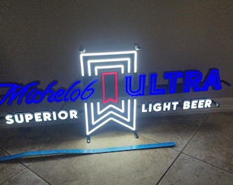Michelob Ultra LED Sign 4FT – Iconic Ribbon Echo Design Bar Light Large 48” Wall Sign