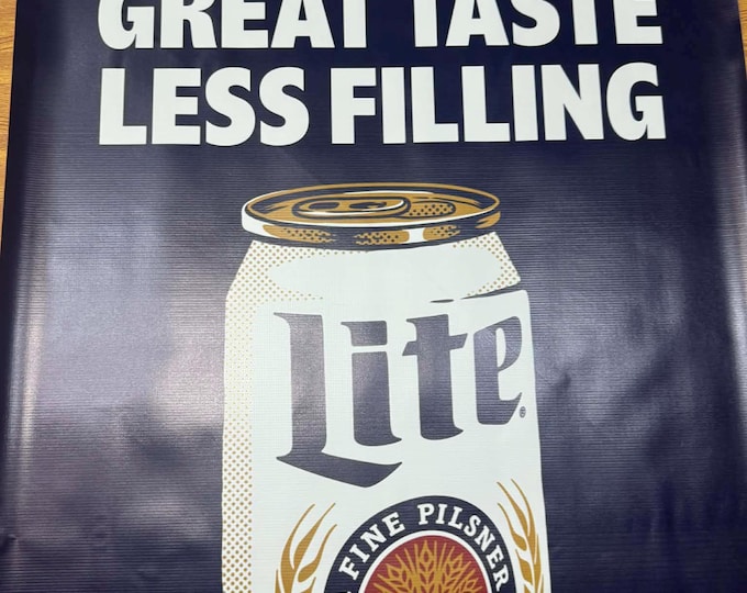 Miller Lite Square Banner Great Taste Less Filling Beer Bar Garage Mancave 36x36