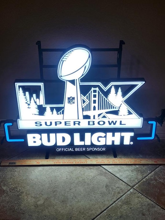 Bud Light Super Bowl LED Neon Sign 28x21.5 NFL Beer Bar Mancave