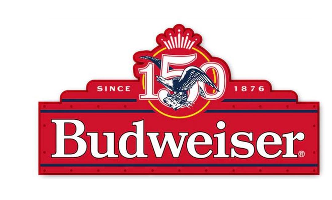 Budweiser 150th Anniversary Tin Sign Heritage Series Eagle 25x13