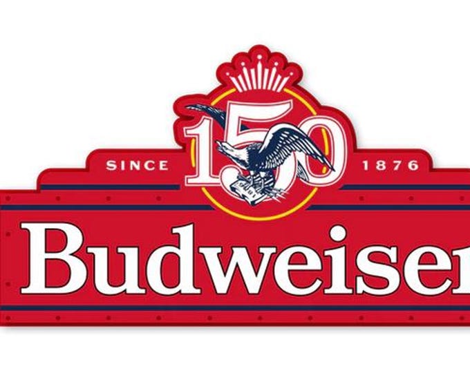 Budweiser 150th Anniversary Tin Sign Heritage Series Eagle 25x13 Metal Beer Wall Decor Mancave Bar